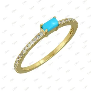 Diamond Turquoise Ring in US Size 8