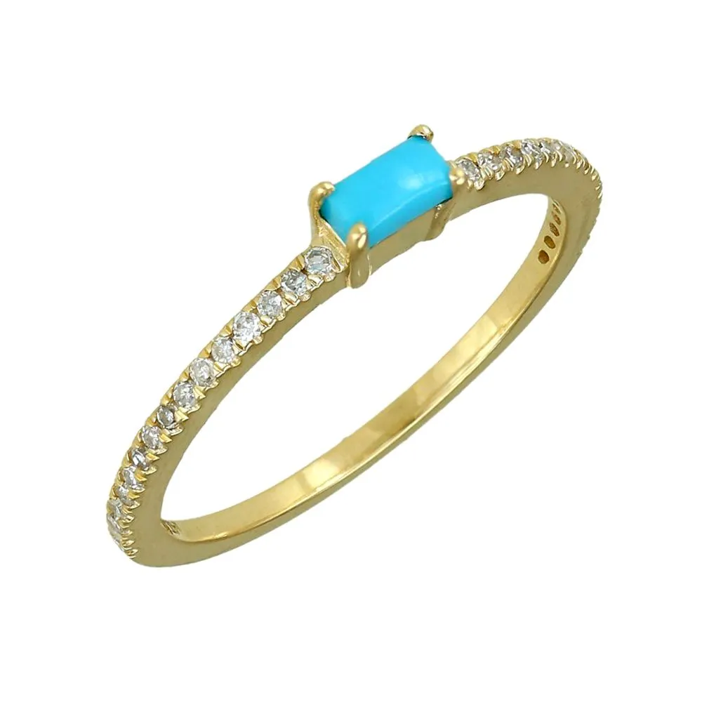 Diamond Turquoise Ring in US Size 8