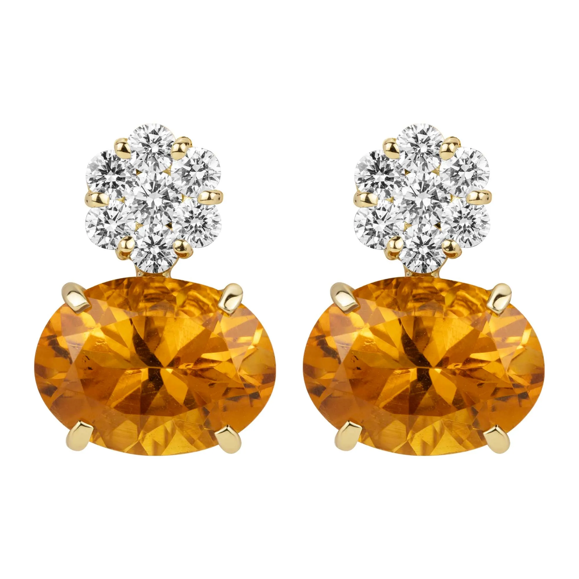 Earrings - Citrine And Diamond