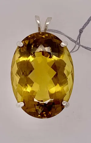 Estate Sterling Silver Citrine Pendant