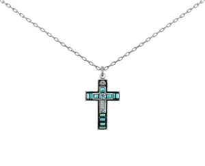 Firefly Petite Cross Necklace - Aquamarine