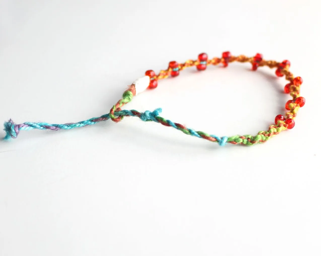 Glass Beaded Braided Hemp Bracelet