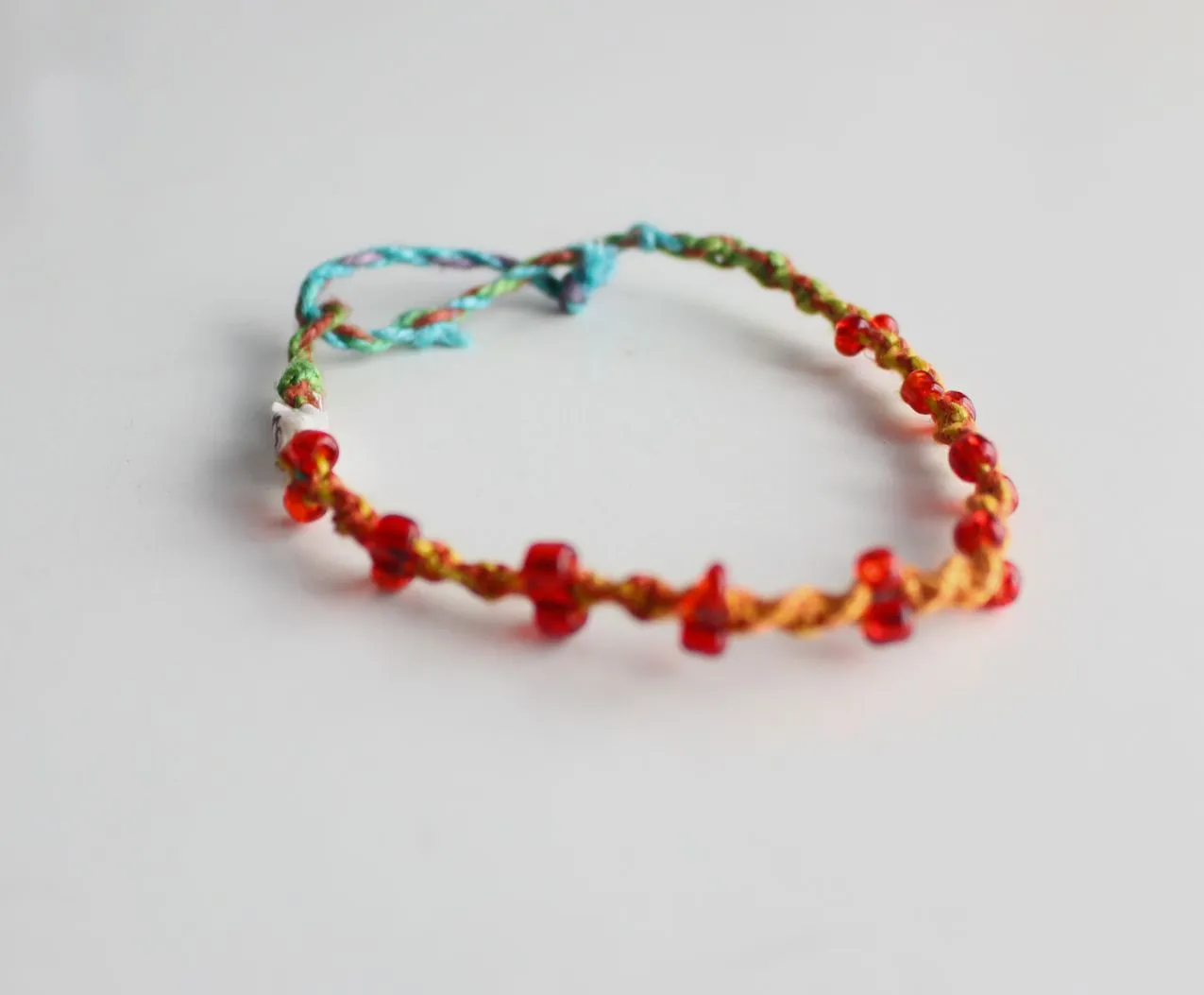 Glass Beaded Braided Hemp Bracelet