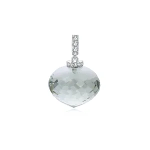 Green Amethyst White Diamond Pendant