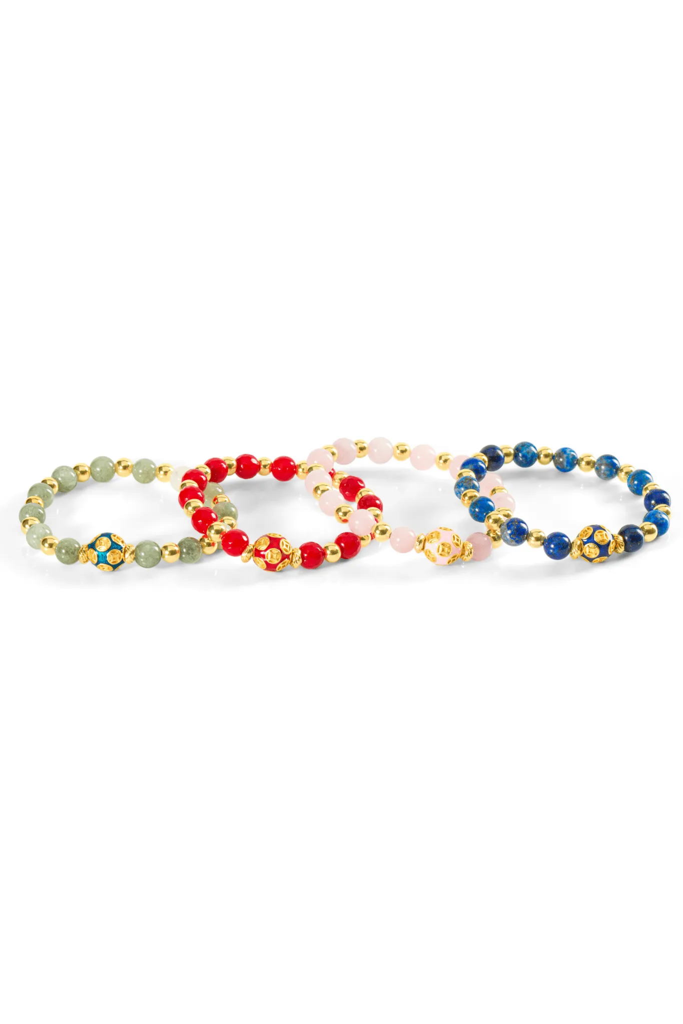 Green Jade - Love Coin Feng Shui Bracelet 18k Gold Vermeil
