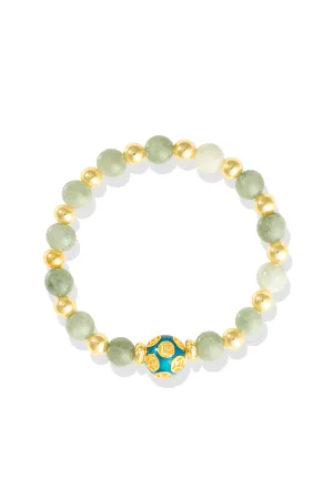 Green Jade - Love Coin Feng Shui Bracelet 18k Gold Vermeil