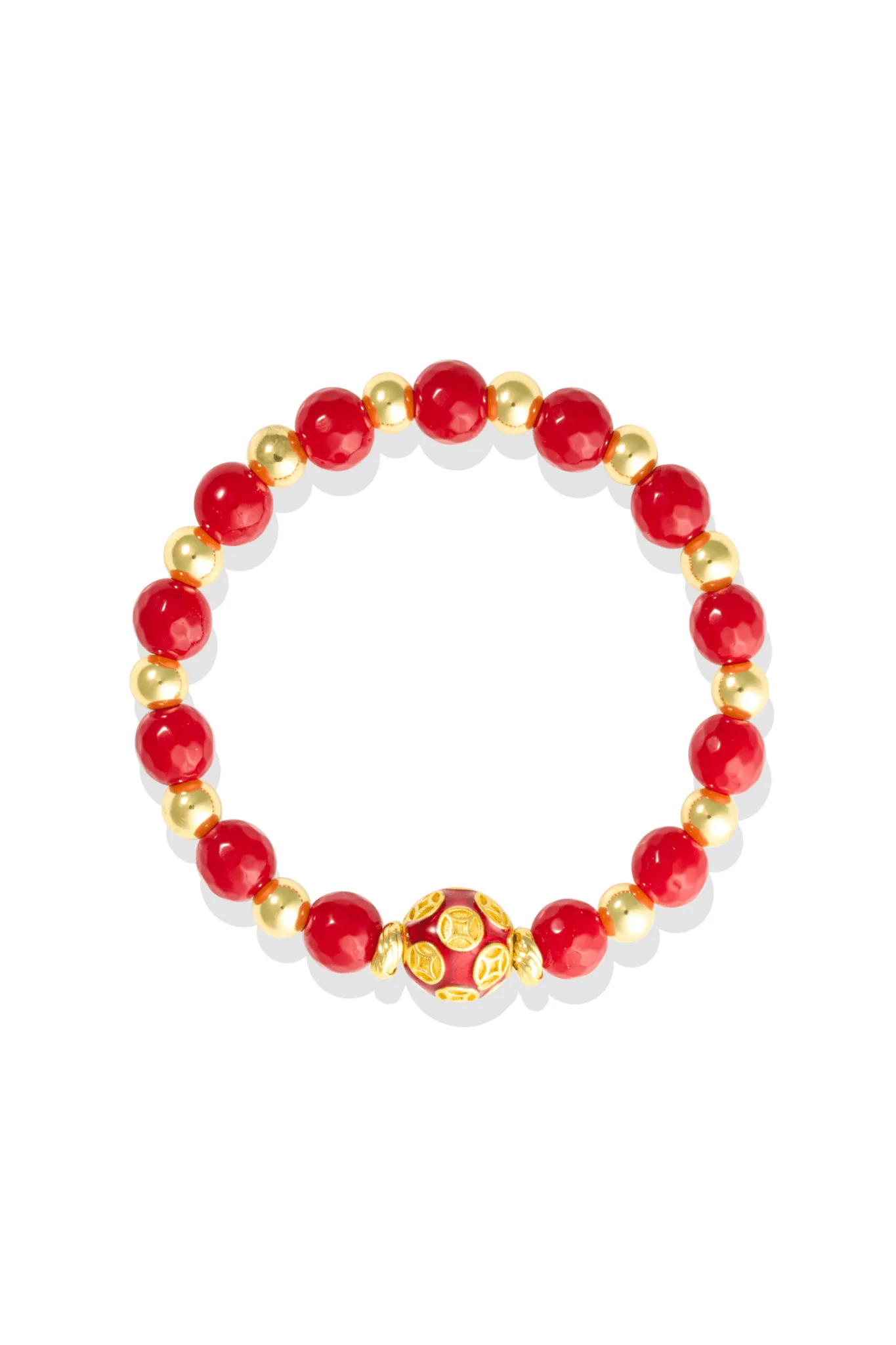 Green Jade - Love Coin Feng Shui Bracelet 18k Gold Vermeil