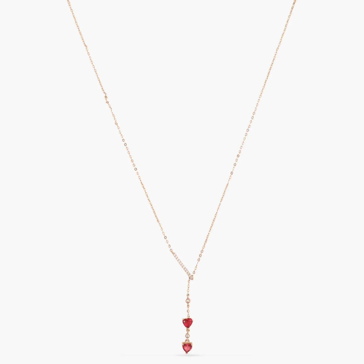 Heart CZ Charms Drop Silver Necklace