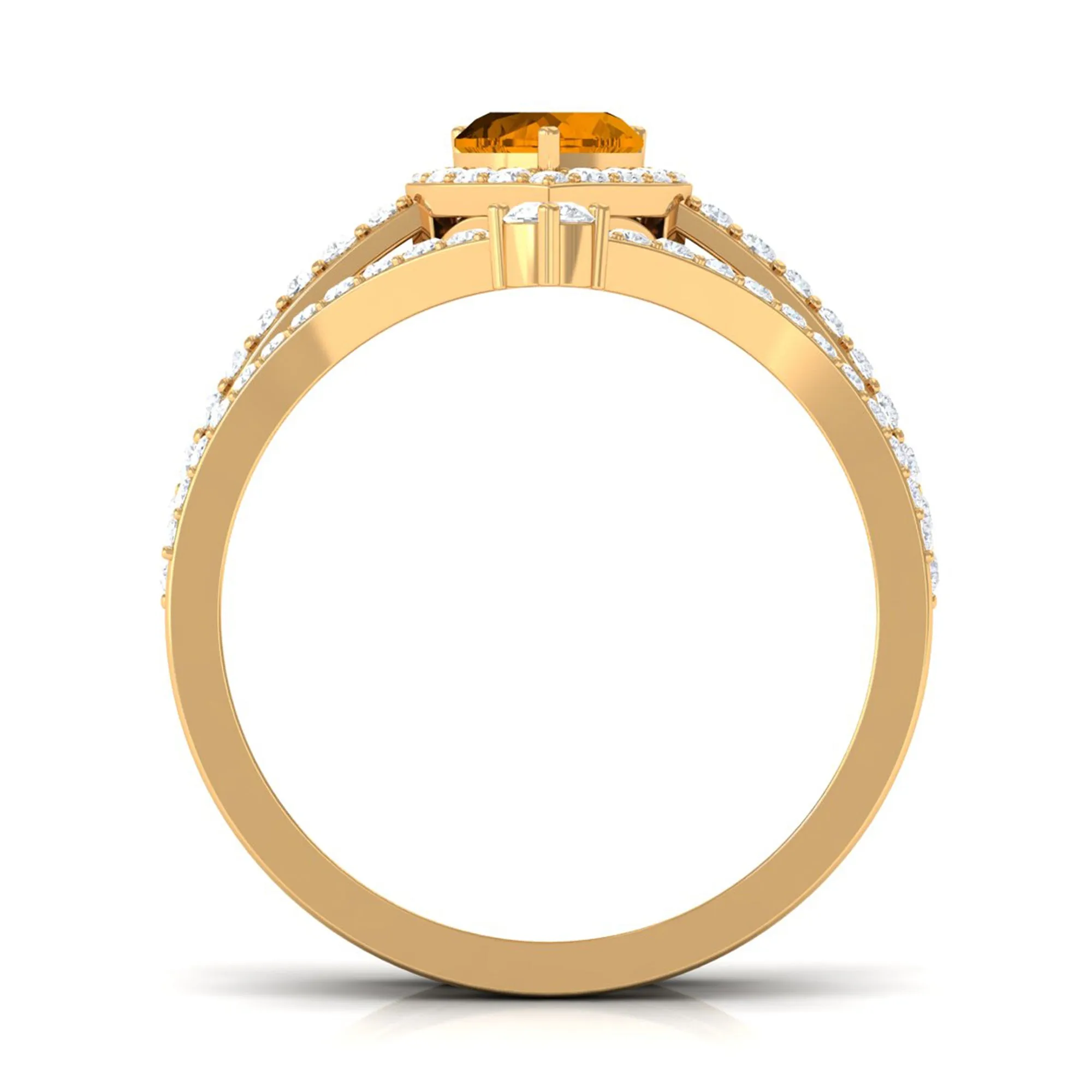 Heart Shape Natural Citrine Ring Set with Moissanite