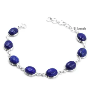 Lapis Lazuli Oval Silver Bracelet