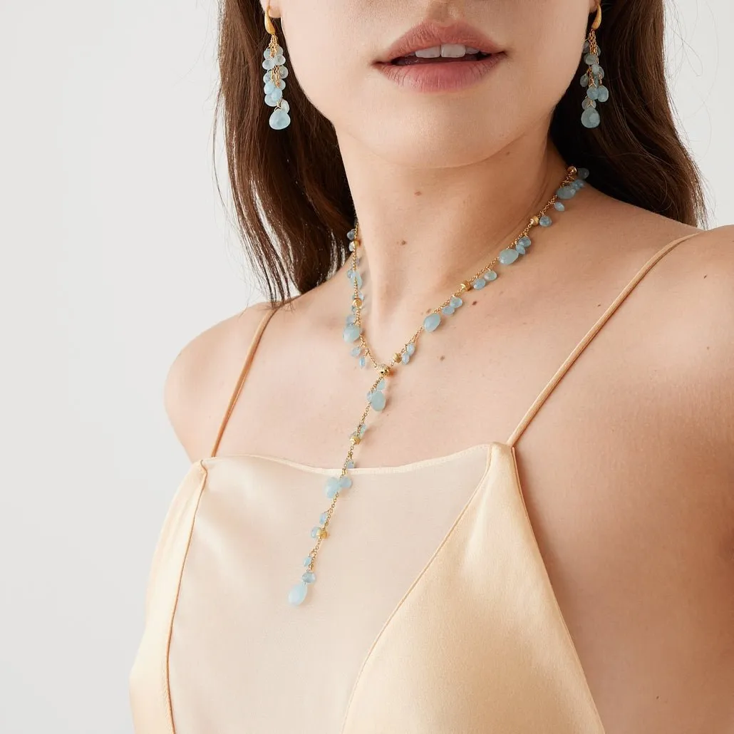 Marco Bicego Paradise 18K Yellow Gold Aquamarine Lariat Necklace