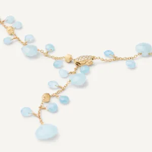 Marco Bicego Paradise 18K Yellow Gold Aquamarine Lariat Necklace