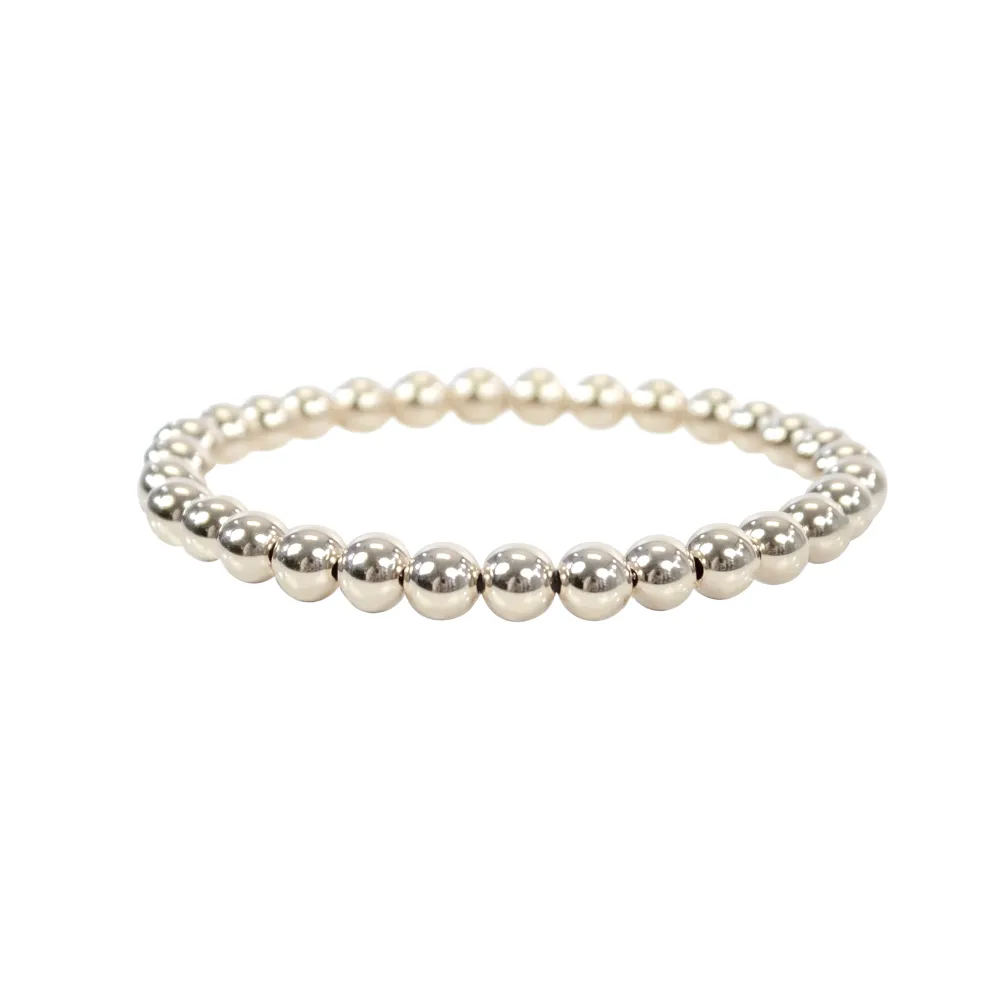 Medium Silver Beaded Bracelet - 7"