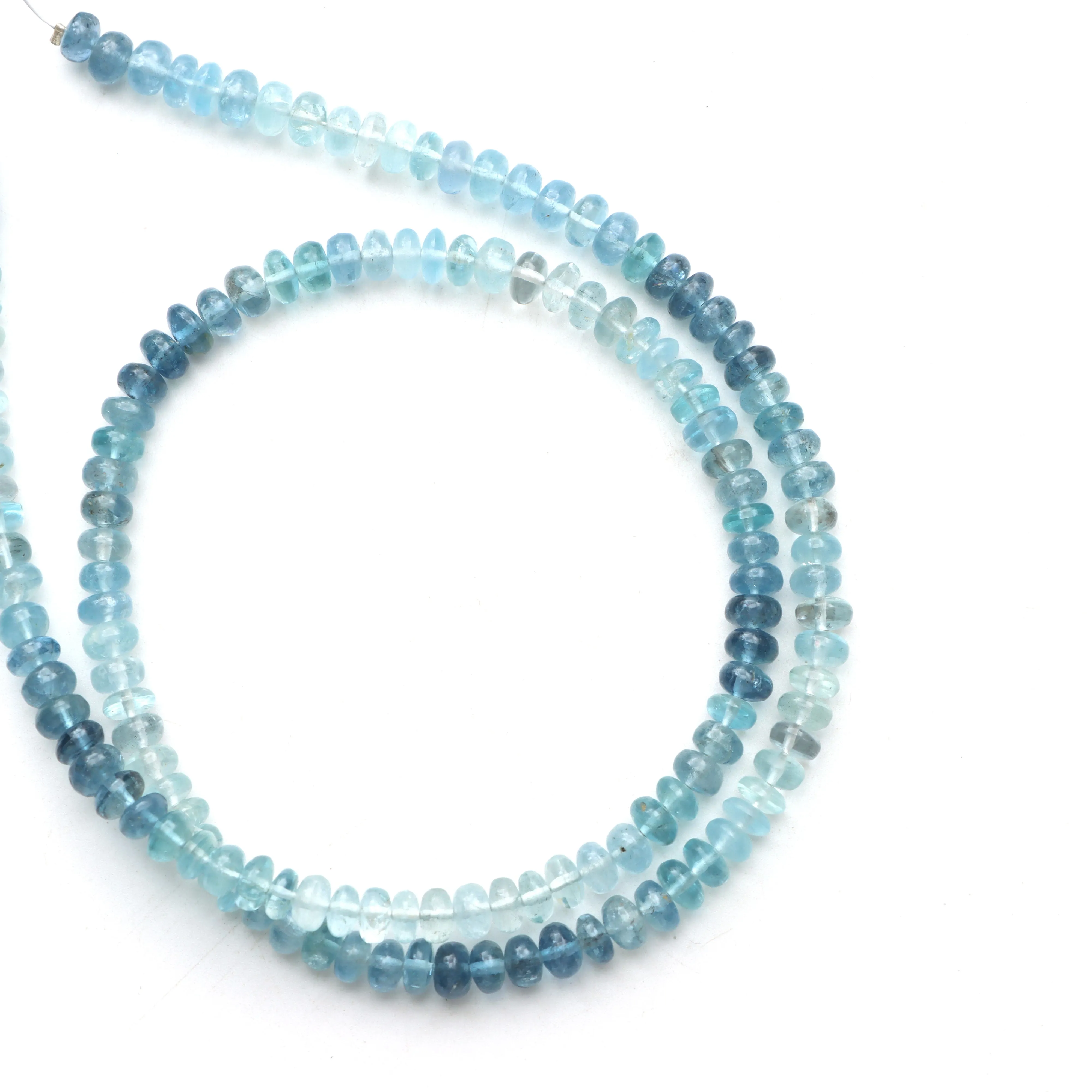 Multi Aquamarine Smooth Rondelle Beads, 5 mm to 5.5 mm, Plain Aquamarine Rondelle Beads, Aquamarine Beads, 18 Inch Strand, Price Per Strand