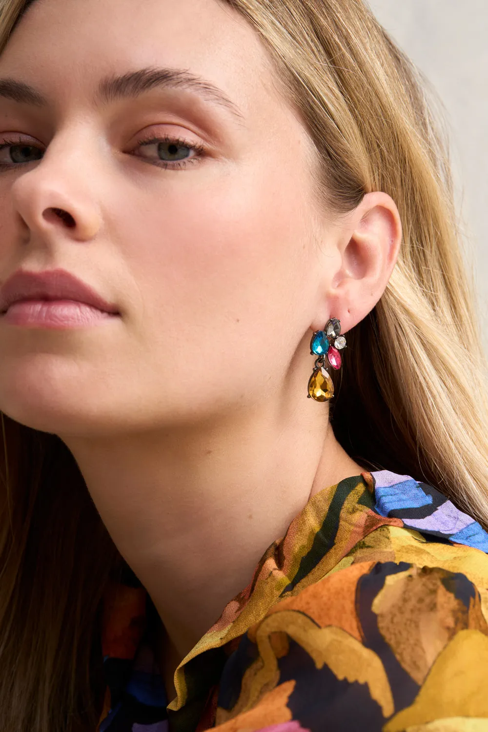 Multi Stone Drop Earrings