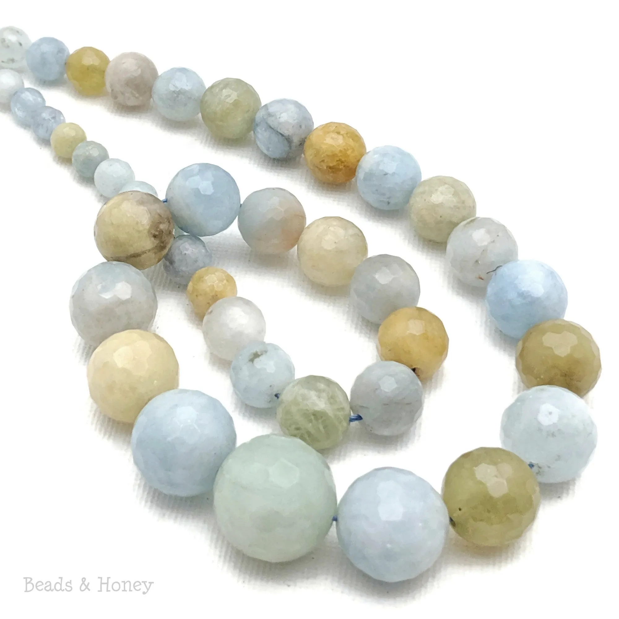 Multicolor Aquamarine Graduated Round Faceted 6mm-16mm (18-Inch Strand)