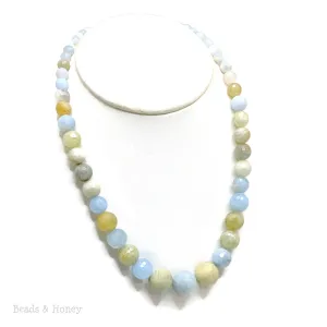 Multicolor Aquamarine Graduated Round Faceted 6mm-16mm (18-Inch Strand)