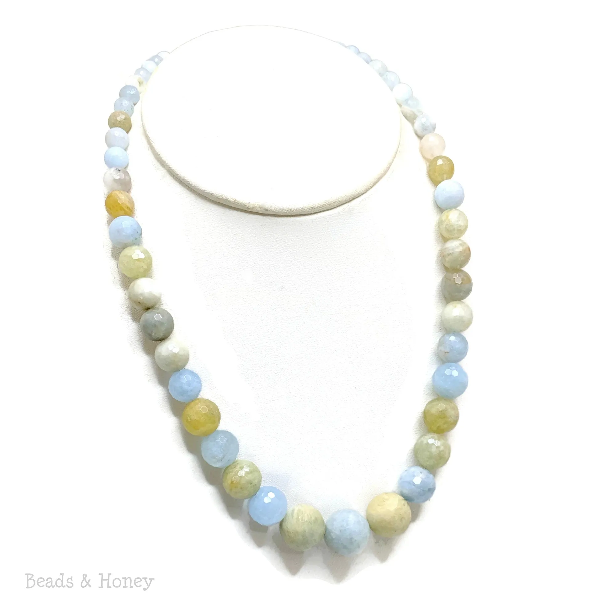 Multicolor Aquamarine Graduated Round Faceted 6mm-16mm (18-Inch Strand)