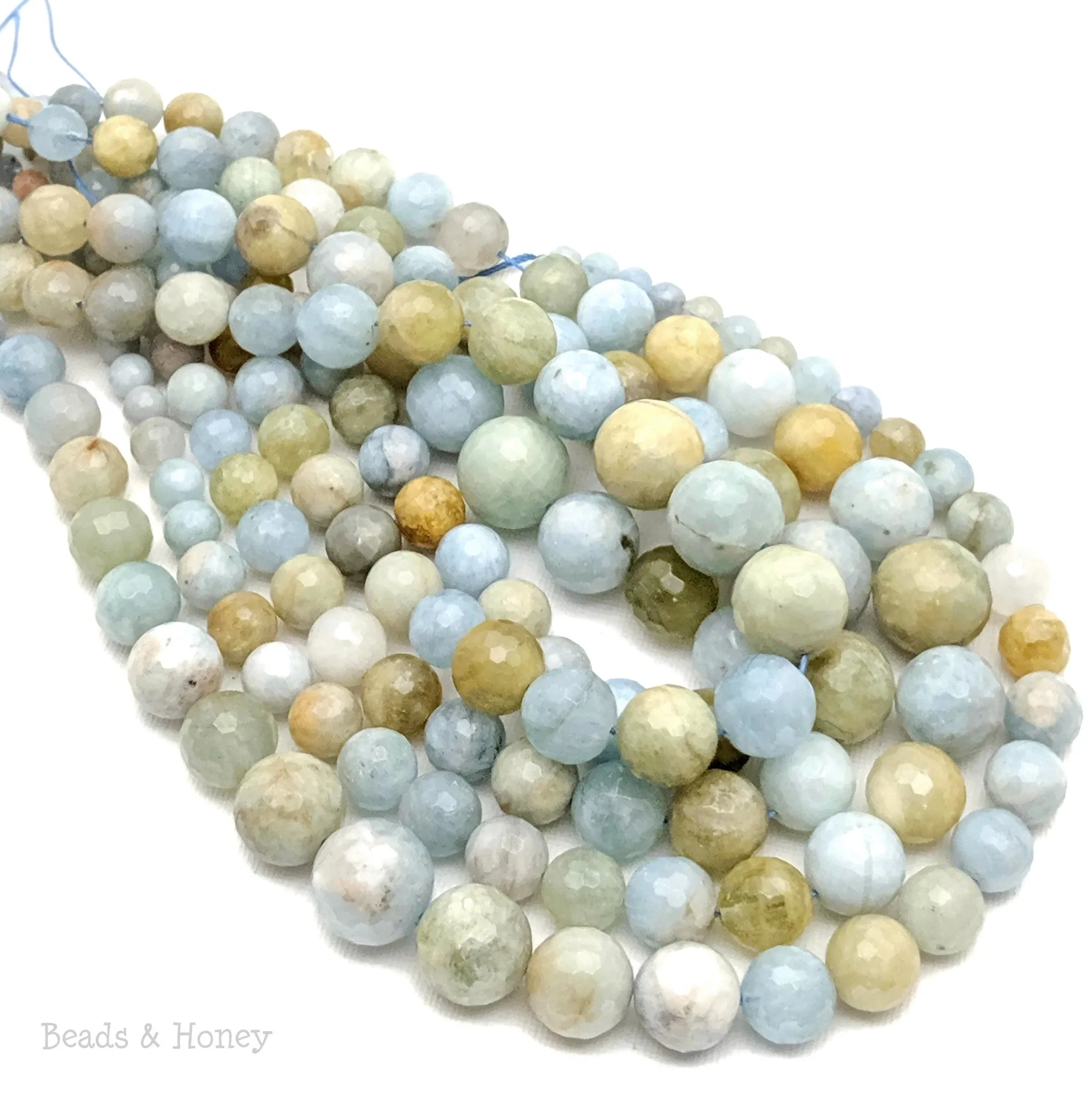 Multicolor Aquamarine Graduated Round Faceted 6mm-16mm (18-Inch Strand)