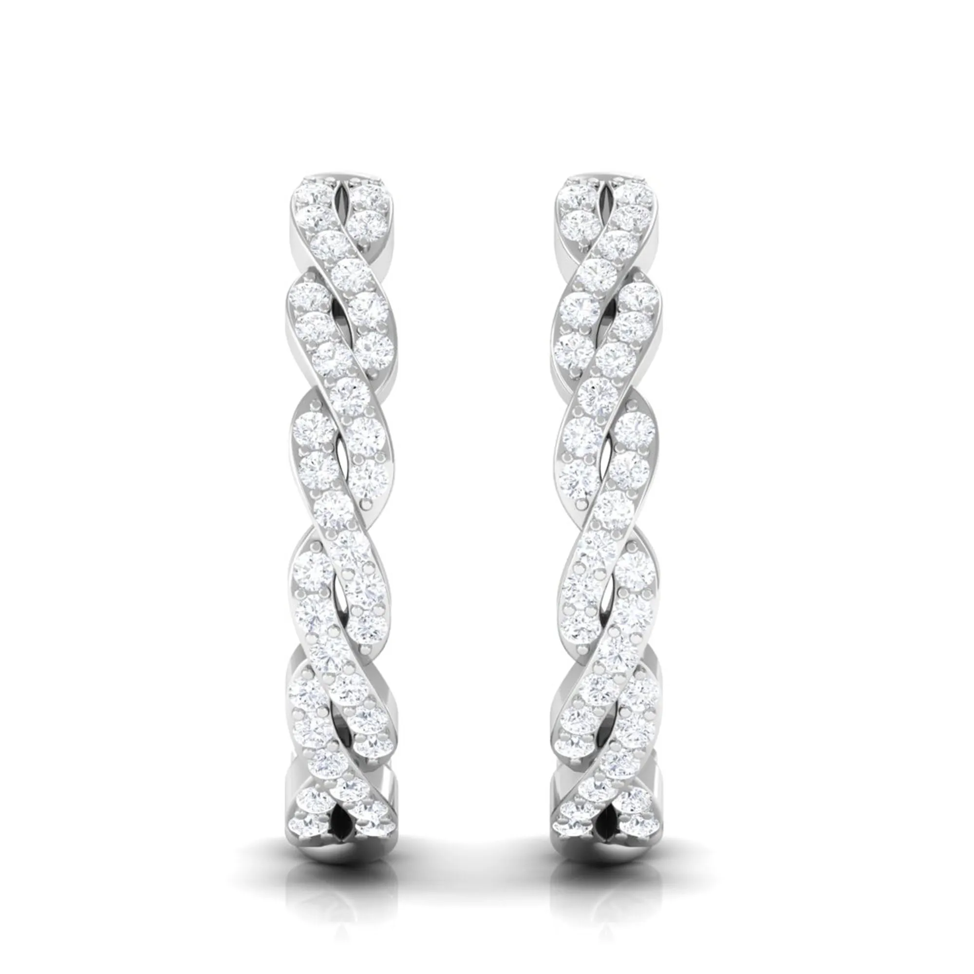 Natural Diamond Twisted Hoop Earrings