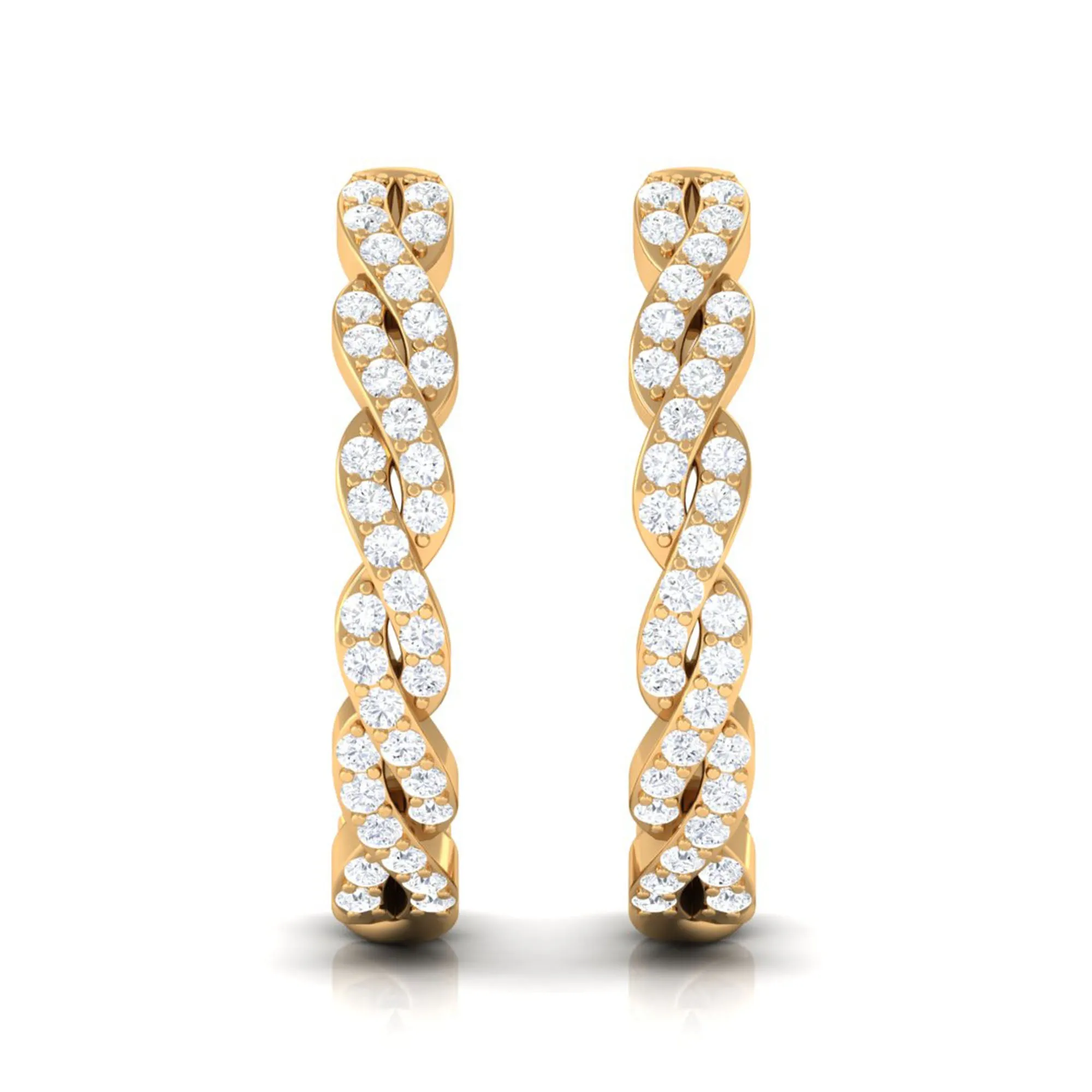 Natural Diamond Twisted Hoop Earrings