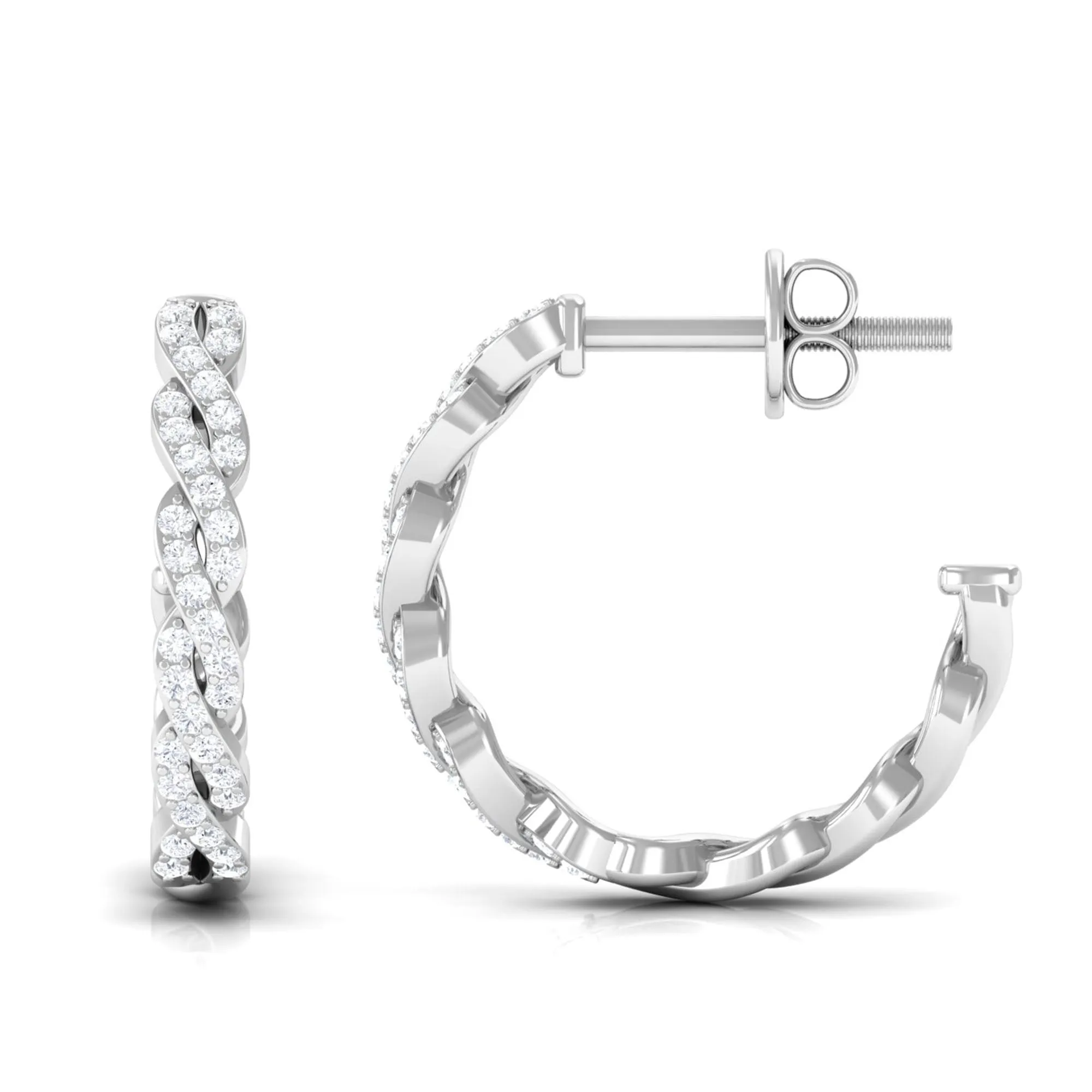 Natural Diamond Twisted Hoop Earrings