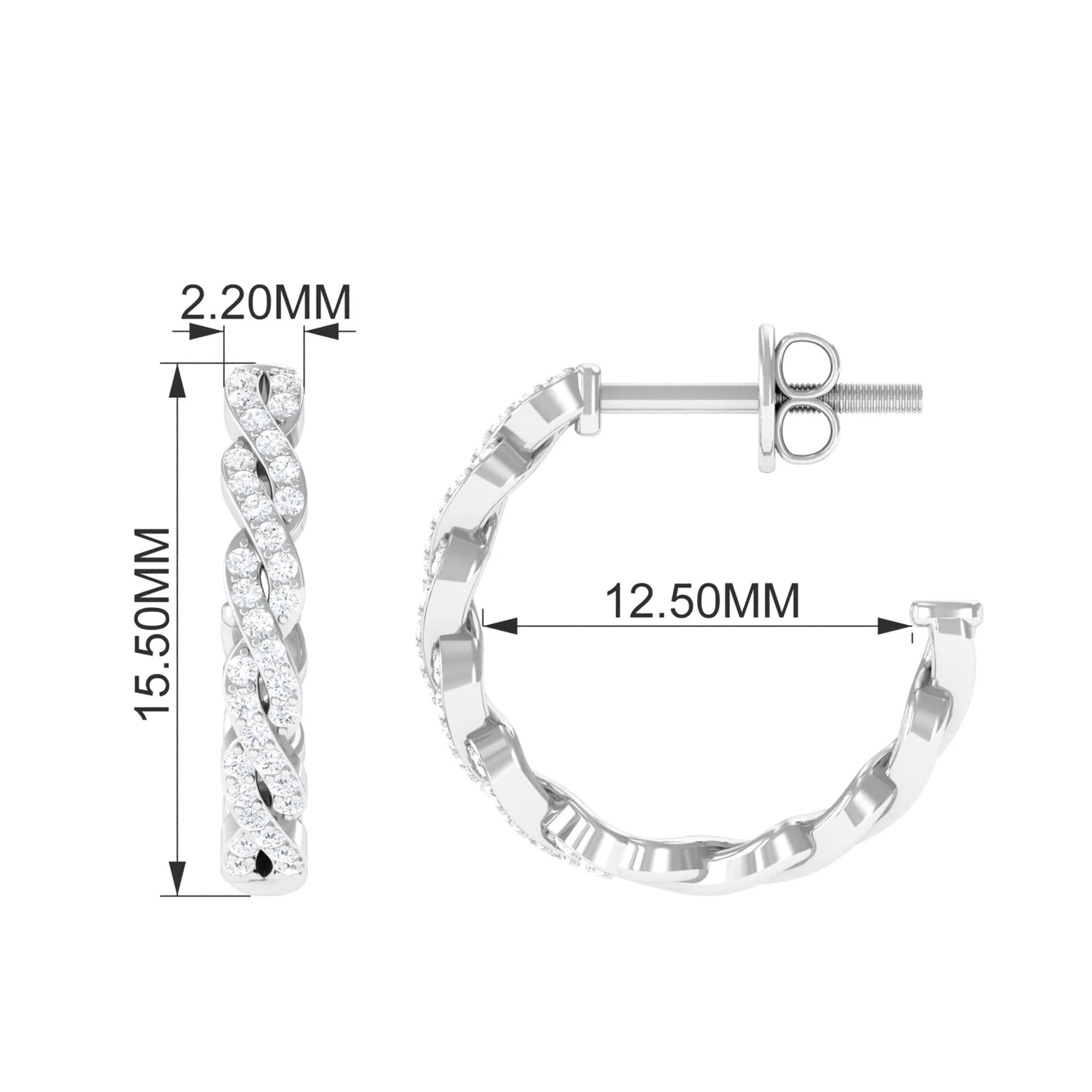 Natural Diamond Twisted Hoop Earrings