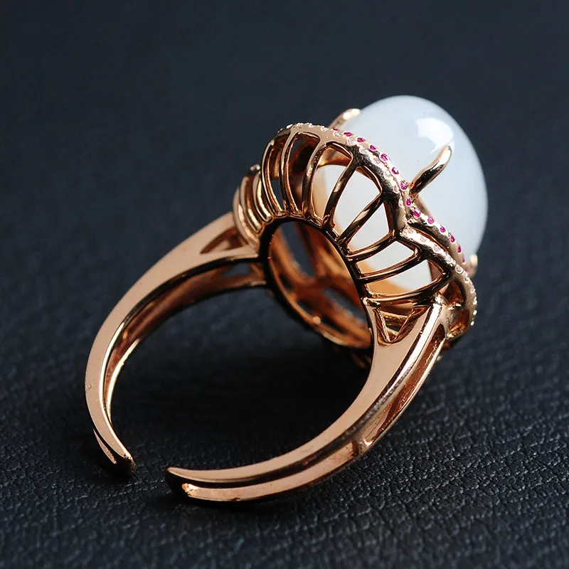 Natural Jade Ring Nephrite Gold Ring RG33