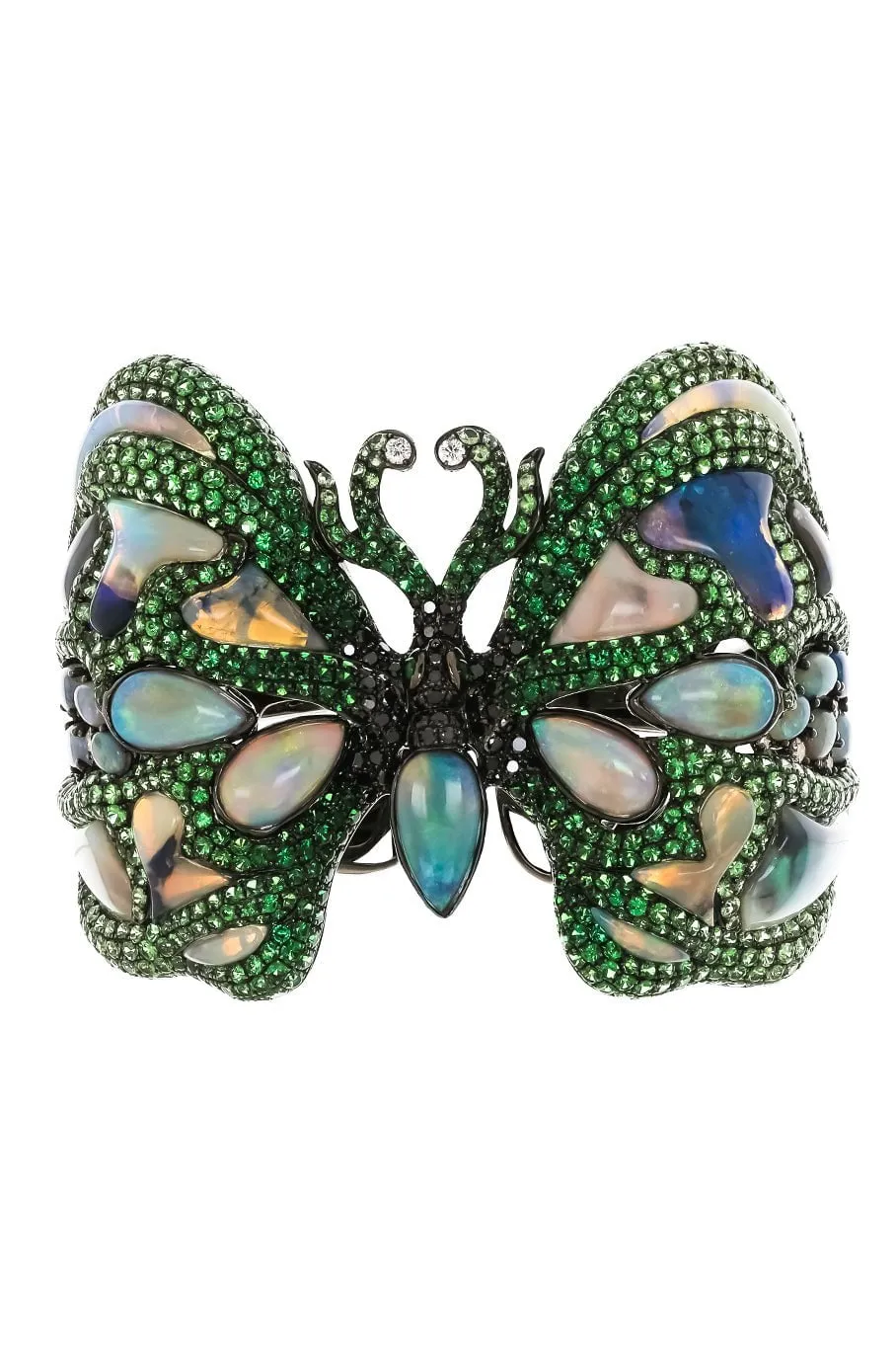 Opal Diamond Butterfly Cuff Bracelet