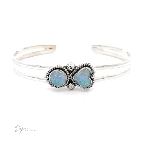 Opal Heart And Circle Cuff Bracelet