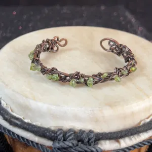Peridot and Copper Braided Bracelet