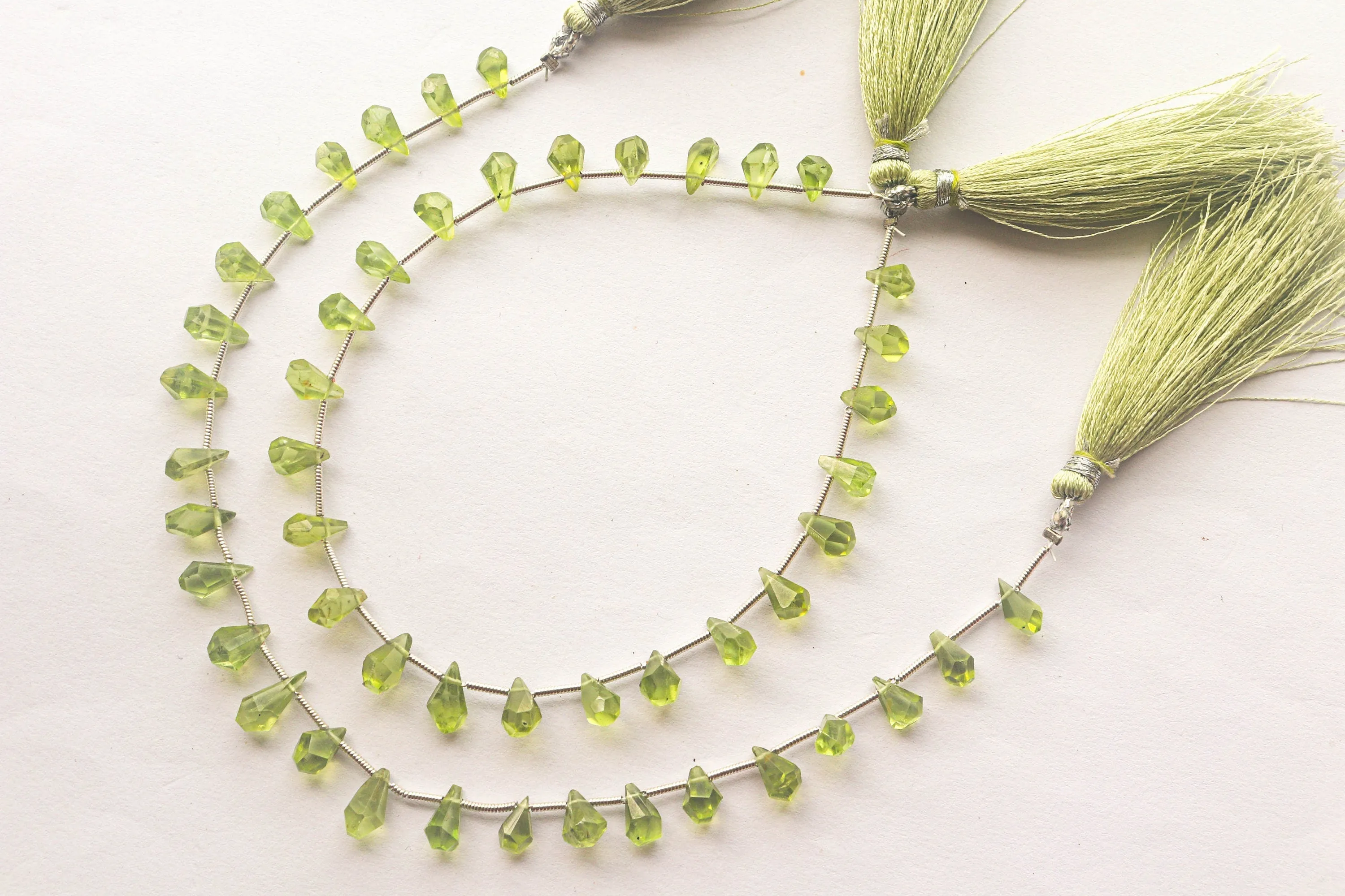 Peridot Gemstone Tumble Shape Faceted Drops | 4x7mm to 6x8mm | 25 Pieces | Natural Gemstone for Jewelry | Beads for jewelry |