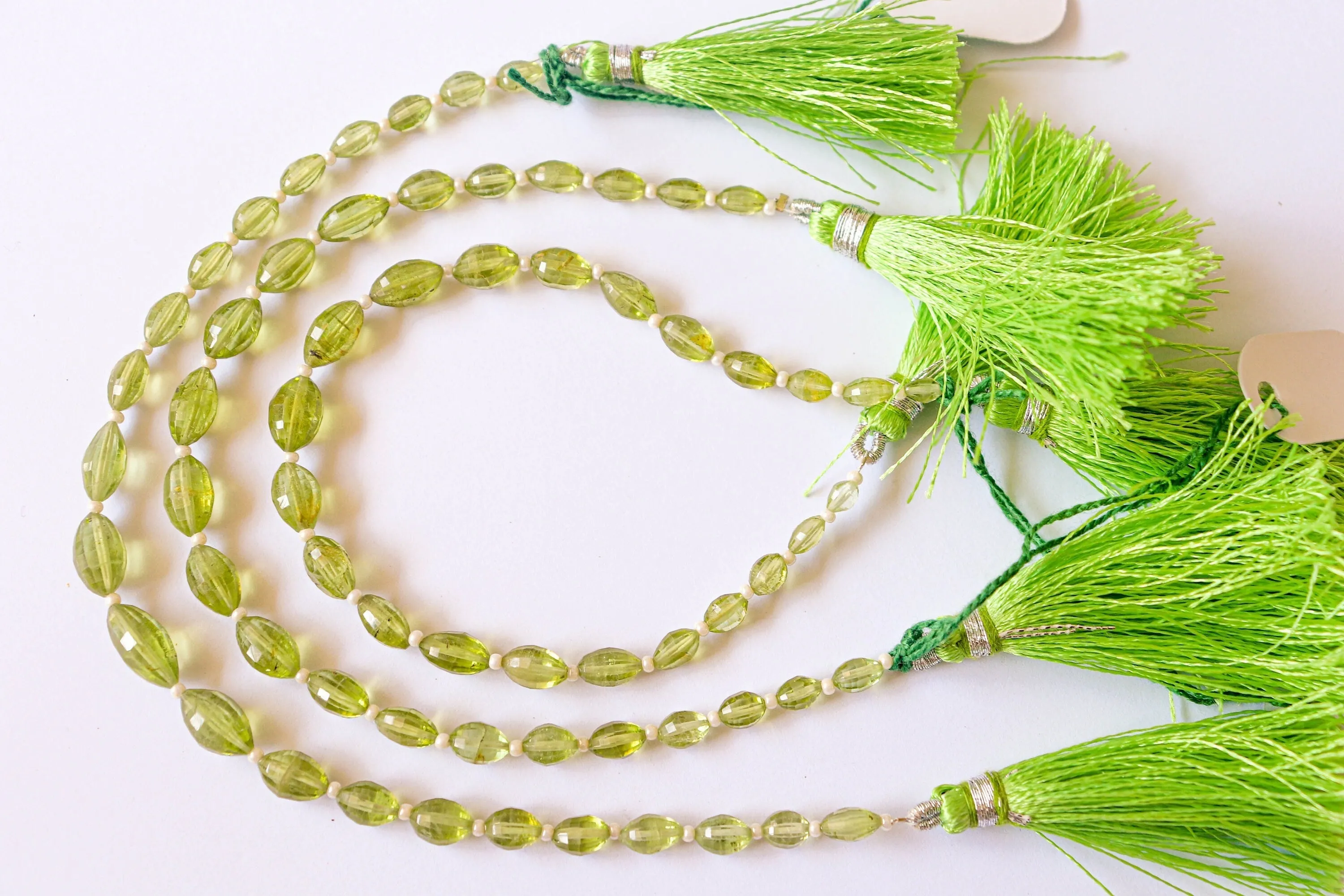 Peridot Oval Shape Step cut beads | 4x5mm to 7x10mm | 8 inch Full String | 19 Pieces | Natural Gemstone | Beadsforyourjewellery