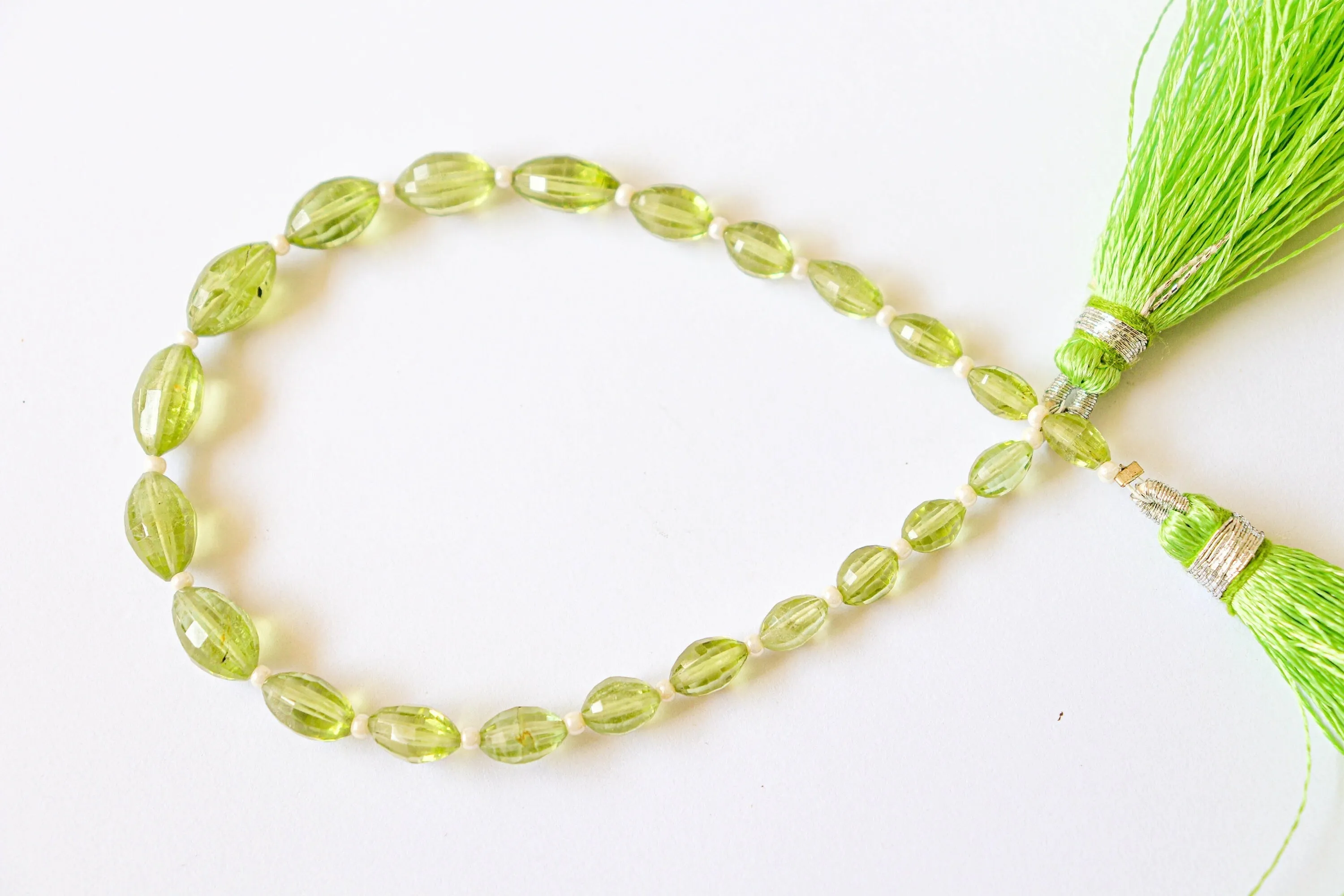 Peridot Oval Shape Step cut beads | 4x5mm to 7x10mm | 8 inch Full String | 19 Pieces | Natural Gemstone | Beadsforyourjewellery