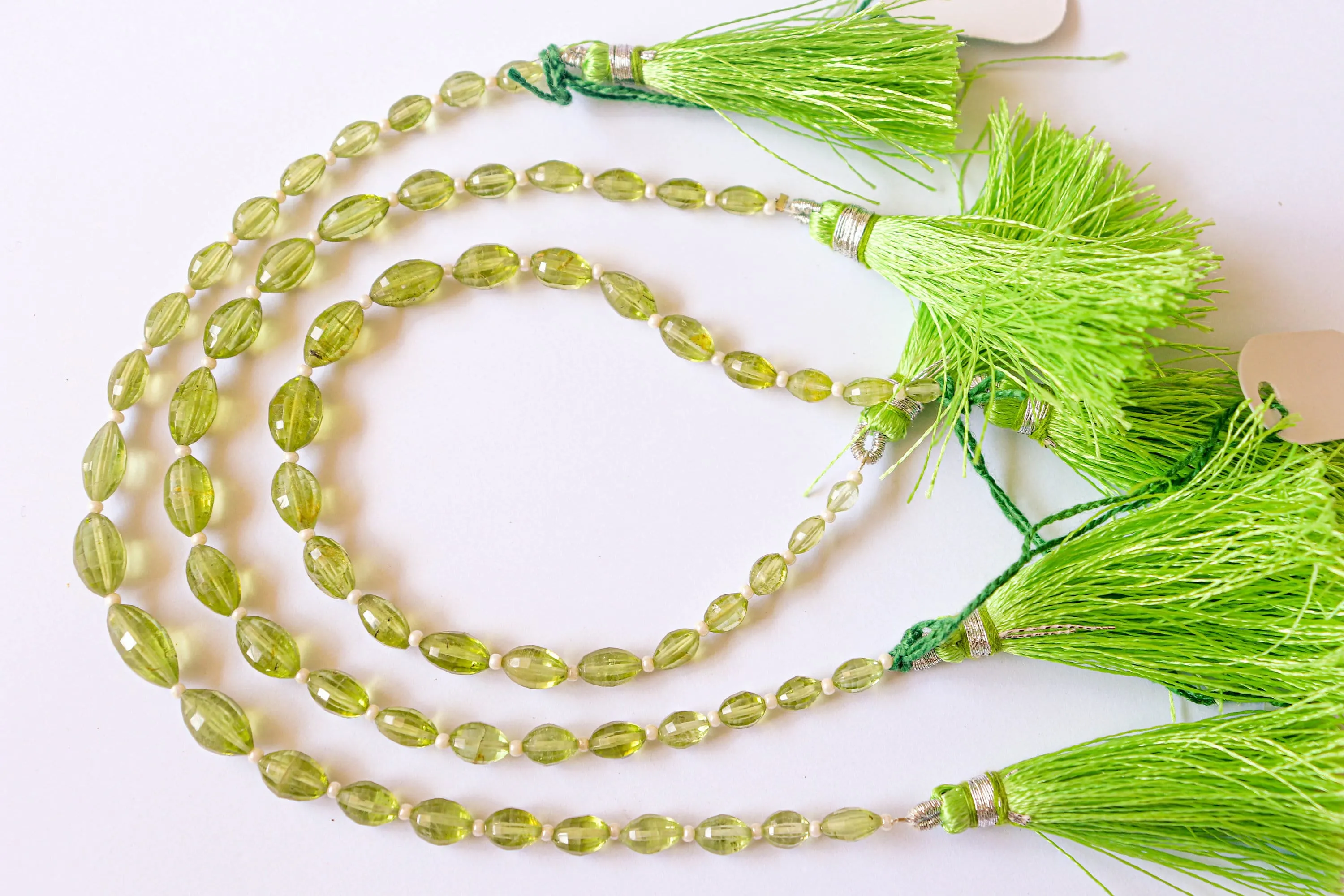 Peridot Oval Shape Step cut beads | 4x5mm to 7x10mm | 8 inch Full String | 19 Pieces | Natural Gemstone | Beadsforyourjewellery