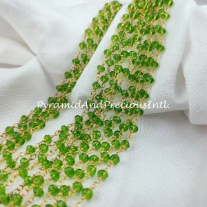 Peridot Rosary Chain, Rondelle Beads Chain, Necklace Chain, Gold Plated Chain, Jewelry Making Chain – SELLING BY FOOT