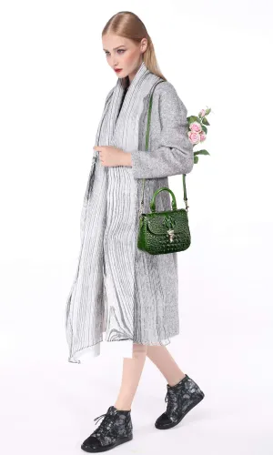PIJUSHI Genuine Leather Crossbody Shoulder Bags for Women Designer Crocodile Purse Small Top Handle Satchel Handbag