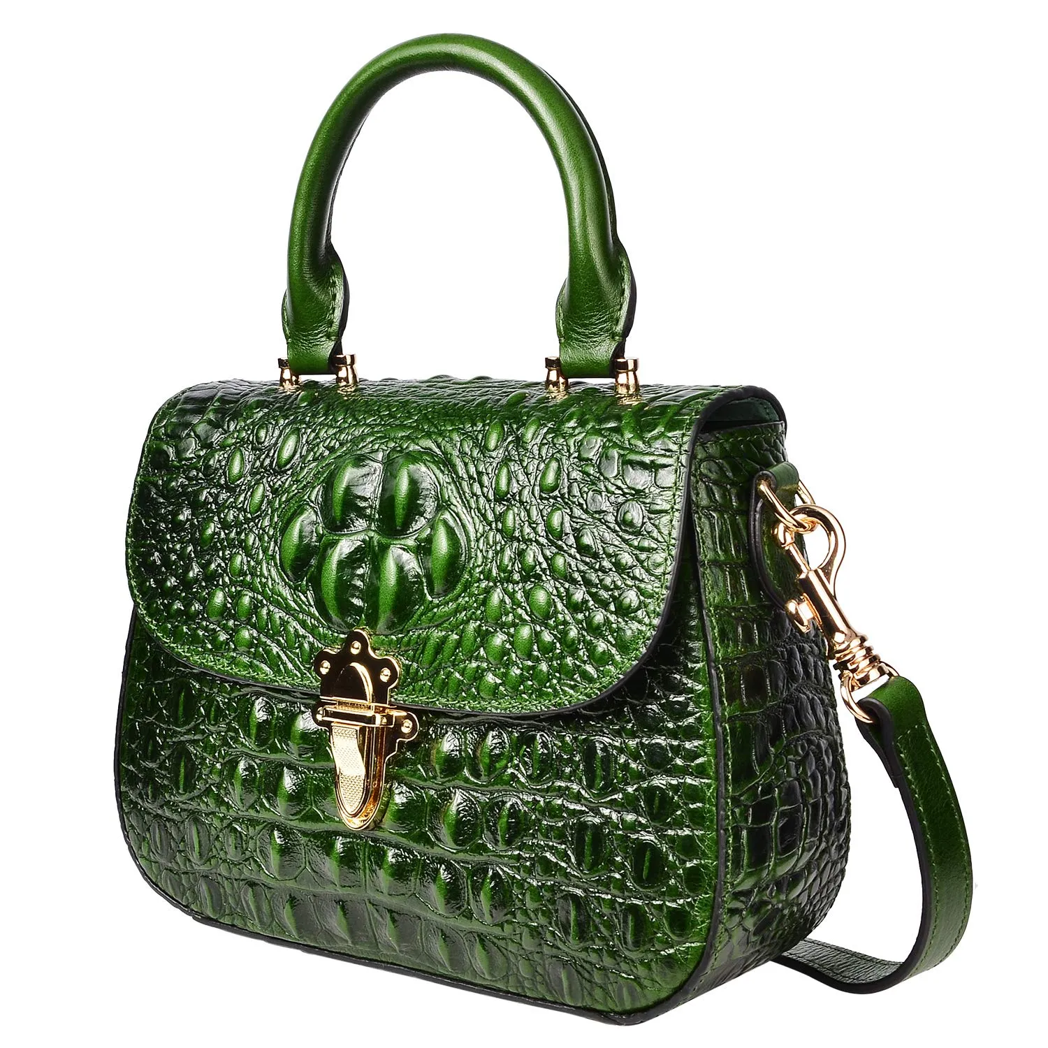 PIJUSHI Genuine Leather Crossbody Shoulder Bags for Women Designer Crocodile Purse Small Top Handle Satchel Handbag