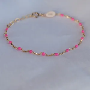 Pink Enamel Spotlight Chain Bracelet