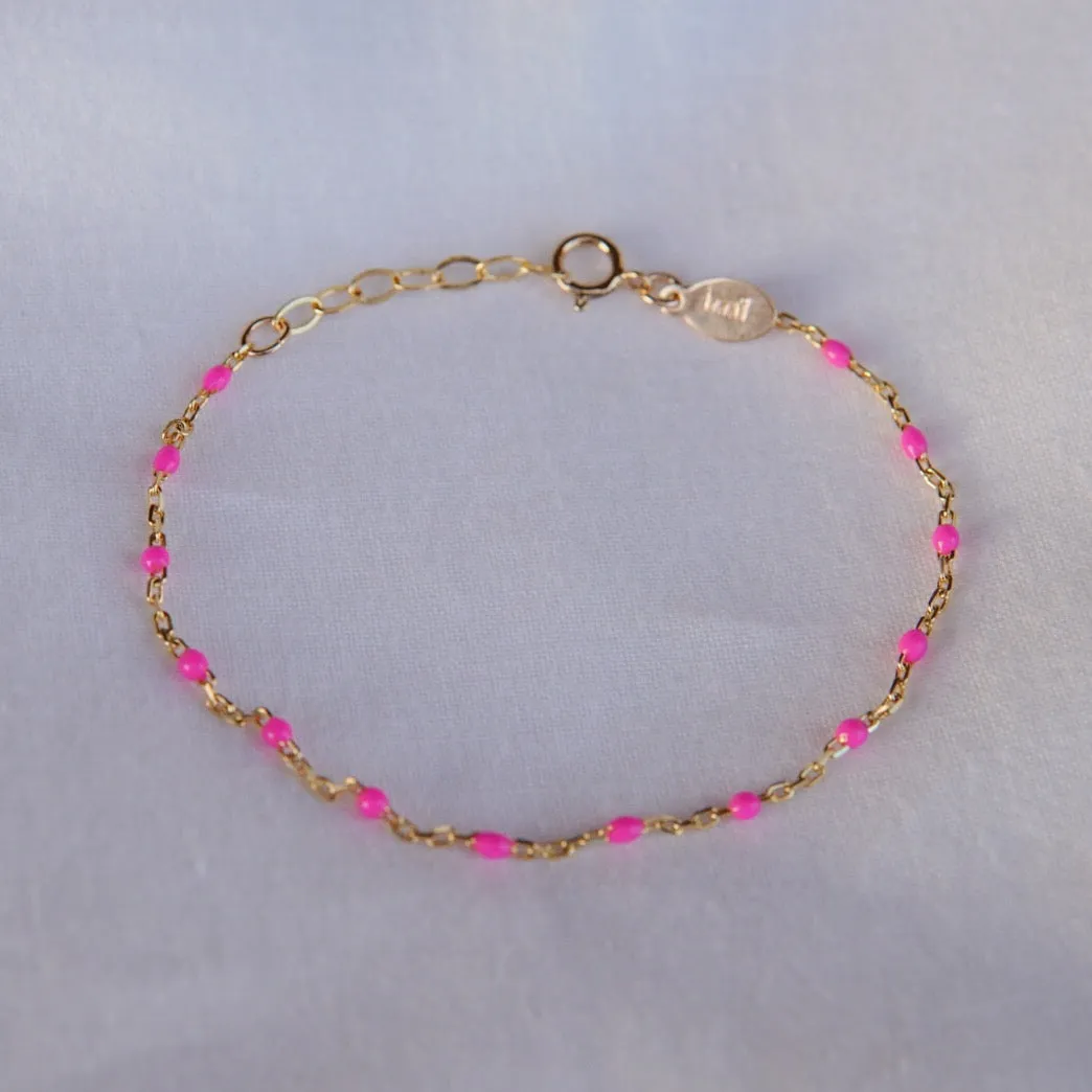 Pink Enamel Spotlight Chain Bracelet