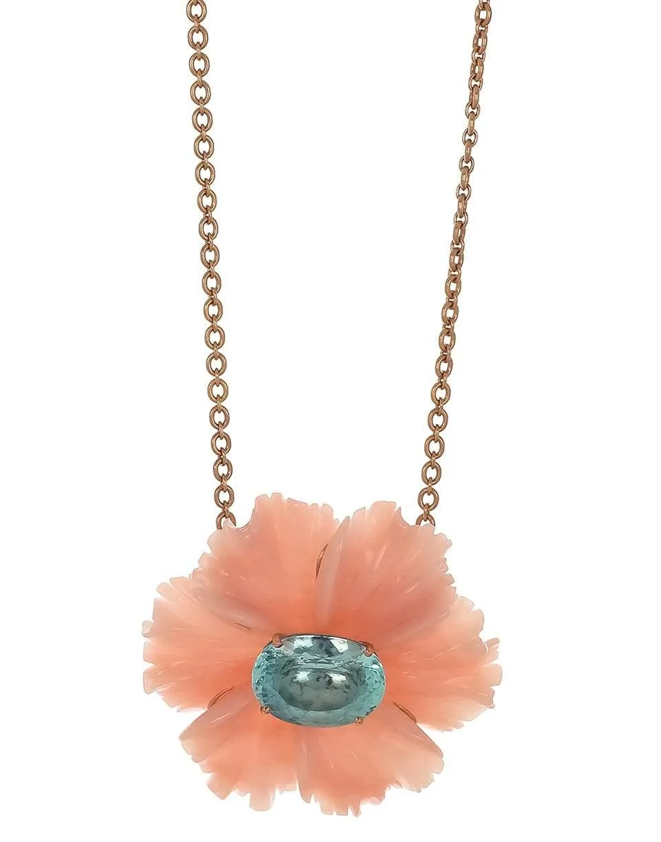 Pink Opal and Aquamarine Tropical Flower