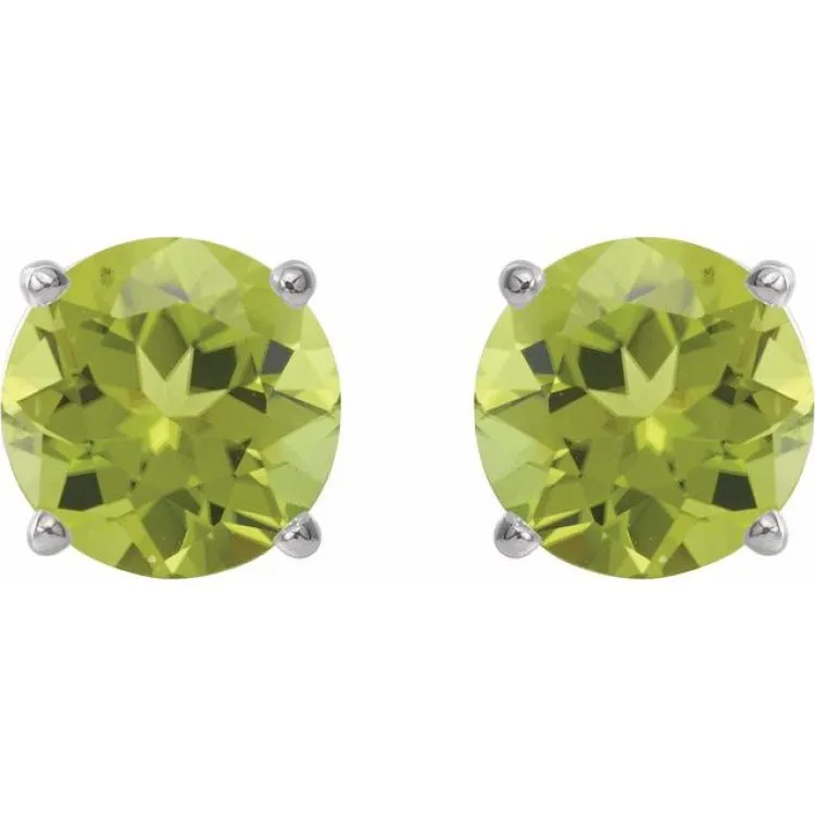 Platinum 7 mm Natural Peridot Stud Earrings