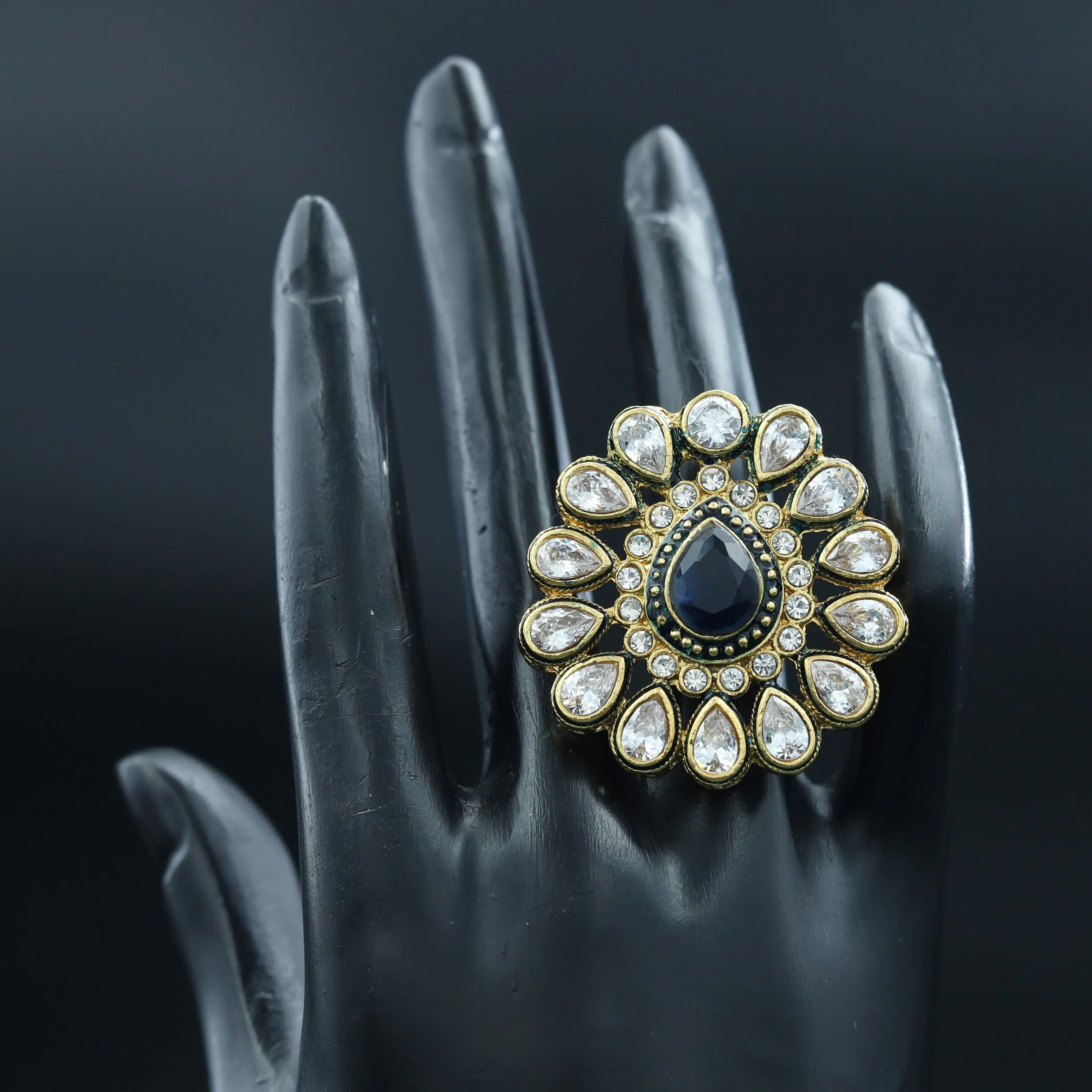 Polki Cocktail Blue Ring 12509-8973