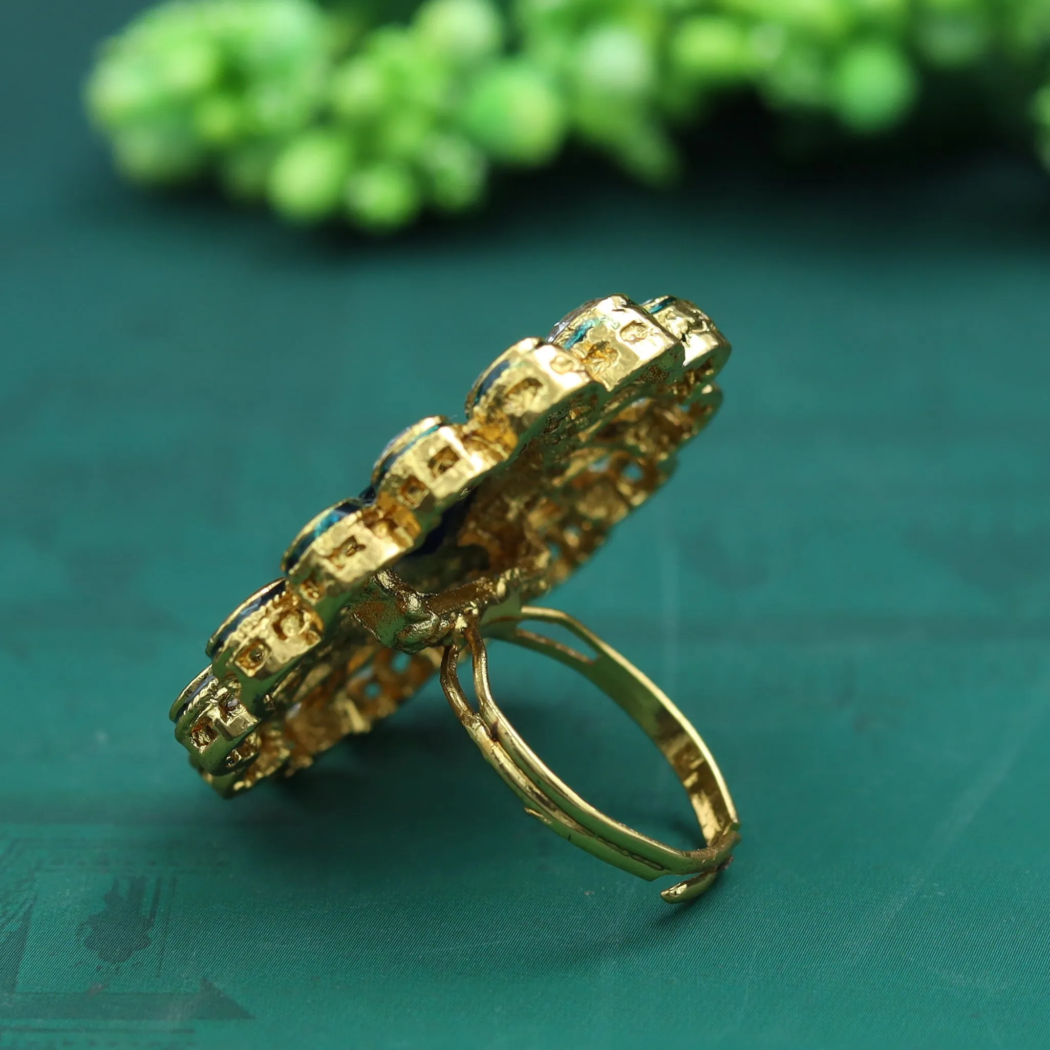 Polki Cocktail Blue Ring 12509-8973