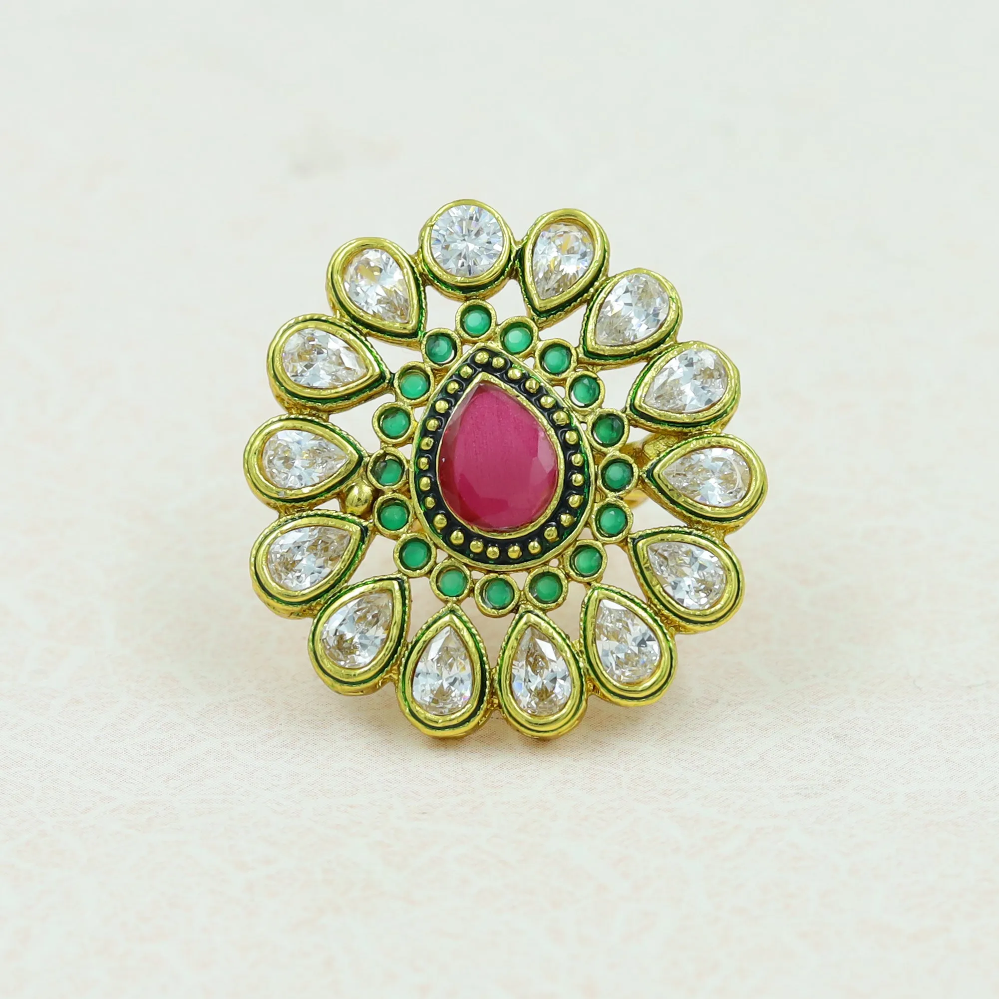 Polki Cocktail Blue Ring 12509-8973