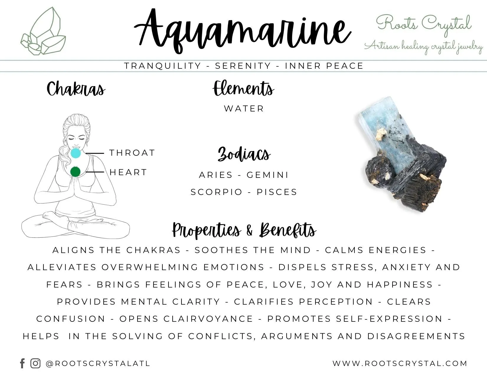 "Water" | Aquamarine Necklace with Amethyst, Peridot, Pearl & Bracelet | Tranquility, Serenity, Inner Peace