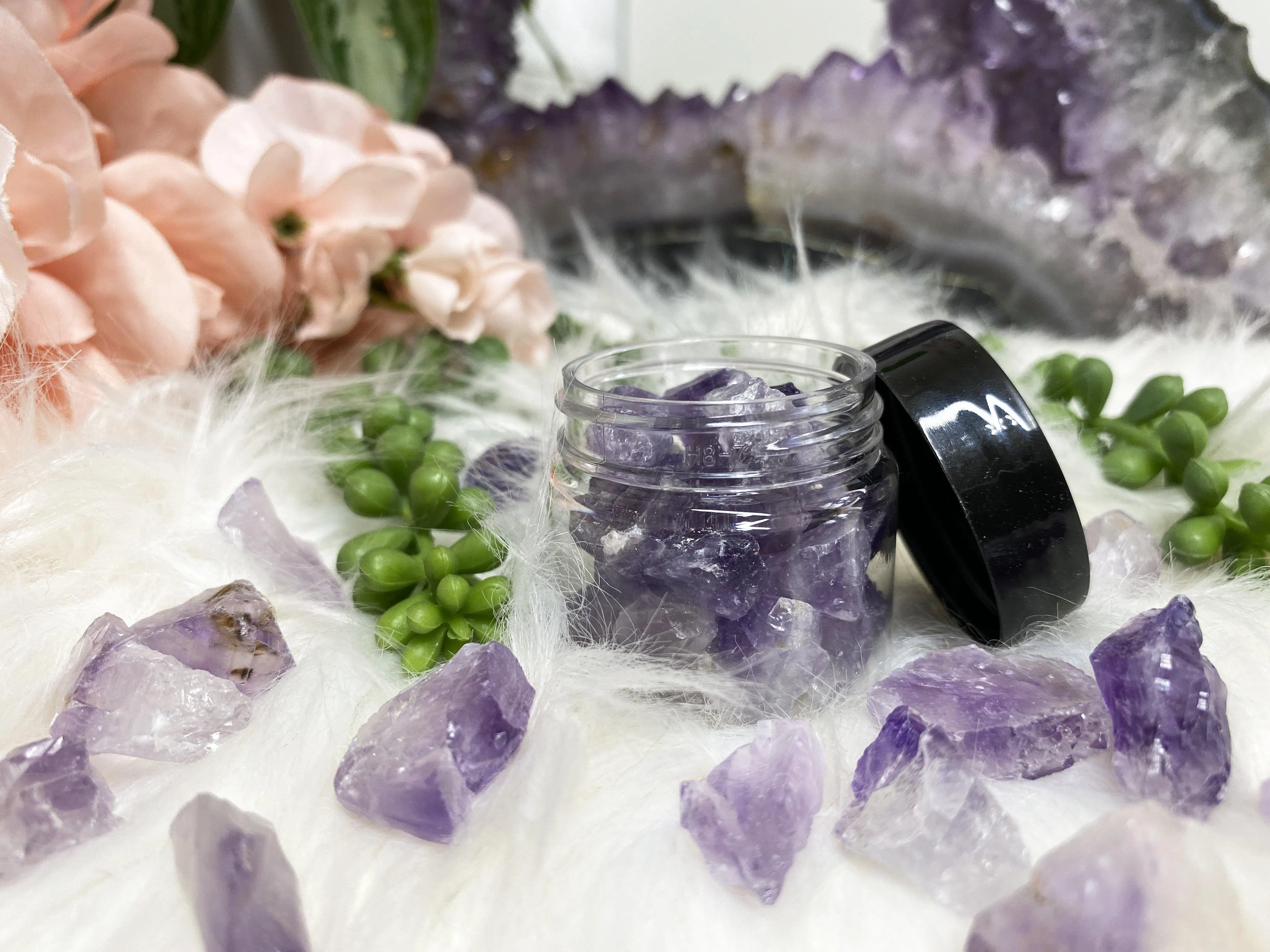 Raw Amethyst Points Jar