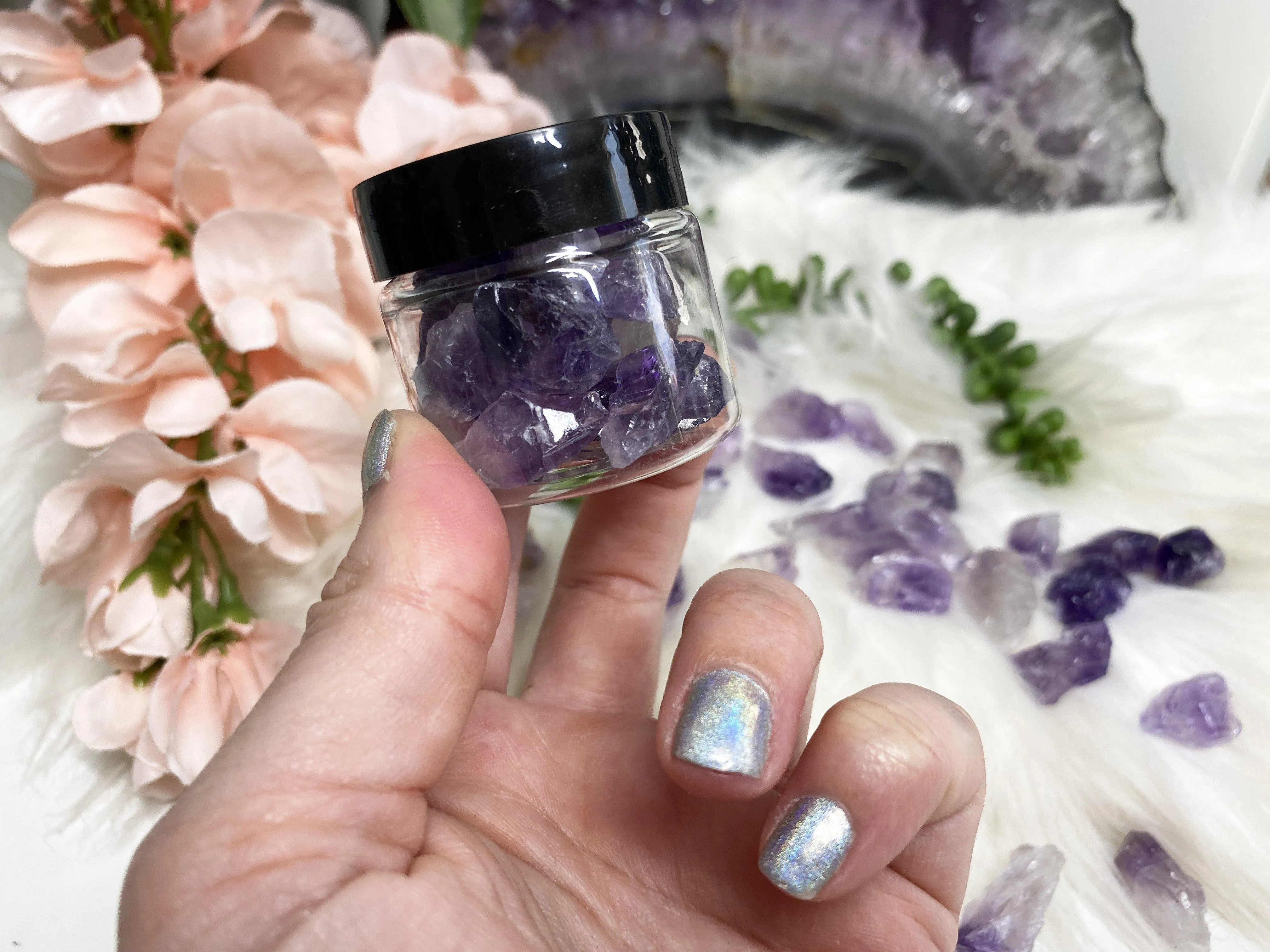 Raw Amethyst Points Jar
