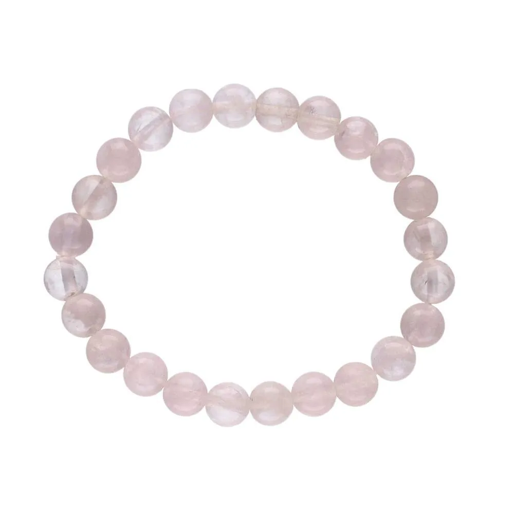 Rose Quartz Crystal Bead Bracelet 8mm