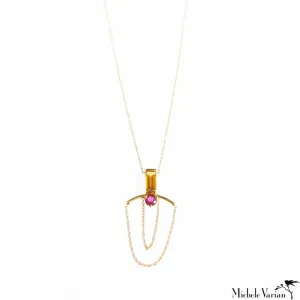 Ruby and Citrine Gold Chain Pendant